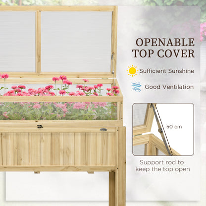 Raised Garden Bed, Outdoor Wooden PVC Elevated Planter Box, Natural Cold Frame Greenhouses at Gallery Canada