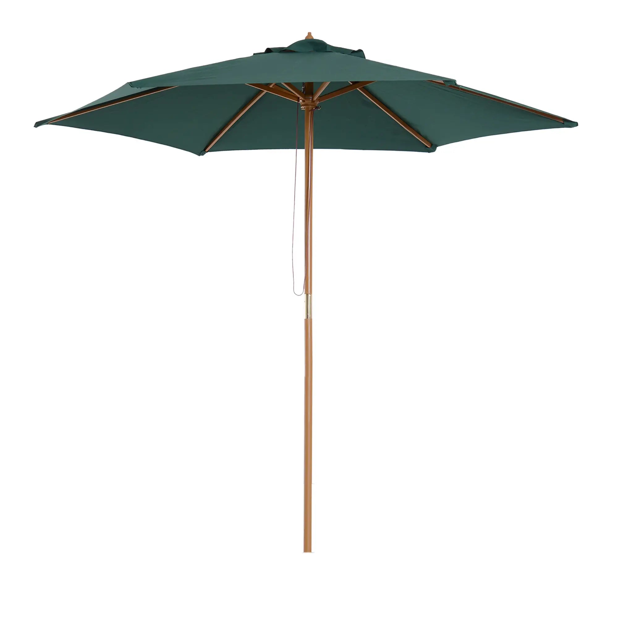 8FT Wood Patio Umbrella, Round Garden Parasol, Bamboo Ribs, Dark Green Sun Umbrellas at Gallery Canada
