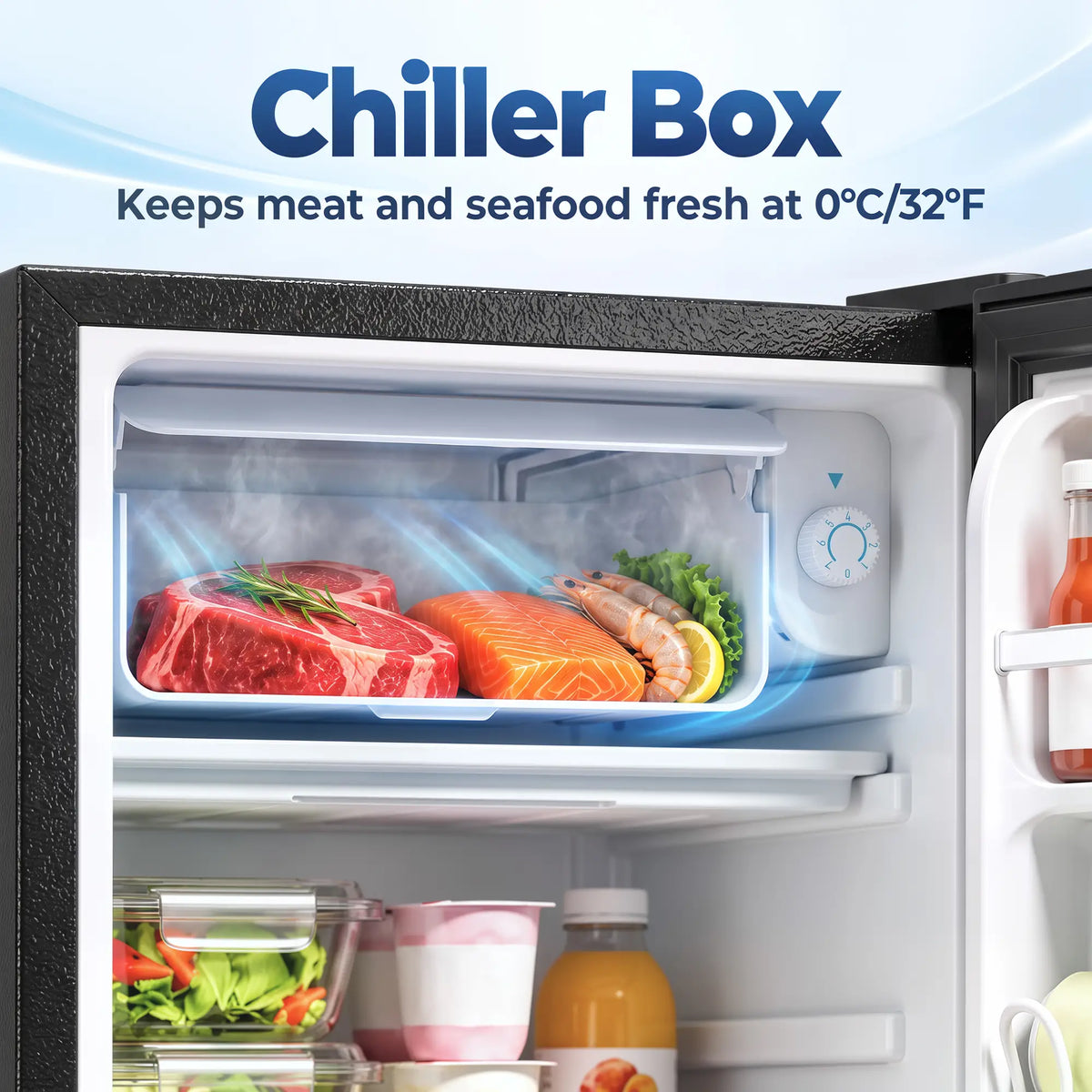 3.2 Cu Ft Mini Fridge, Single Door Compact Refrigerator, Black, Black