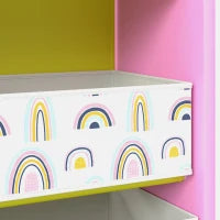 Organisateur de rangement pour enfants à 3 niveaux, 6 bacs, rose