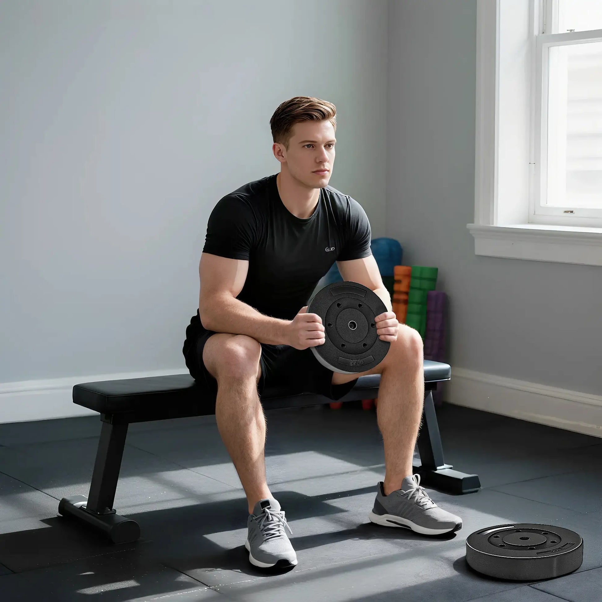 Weight Plates Set, 1-Inch Barbell Weight Set, 2 x 22 lbs Dumbbells & Barbells at Gallery Canada