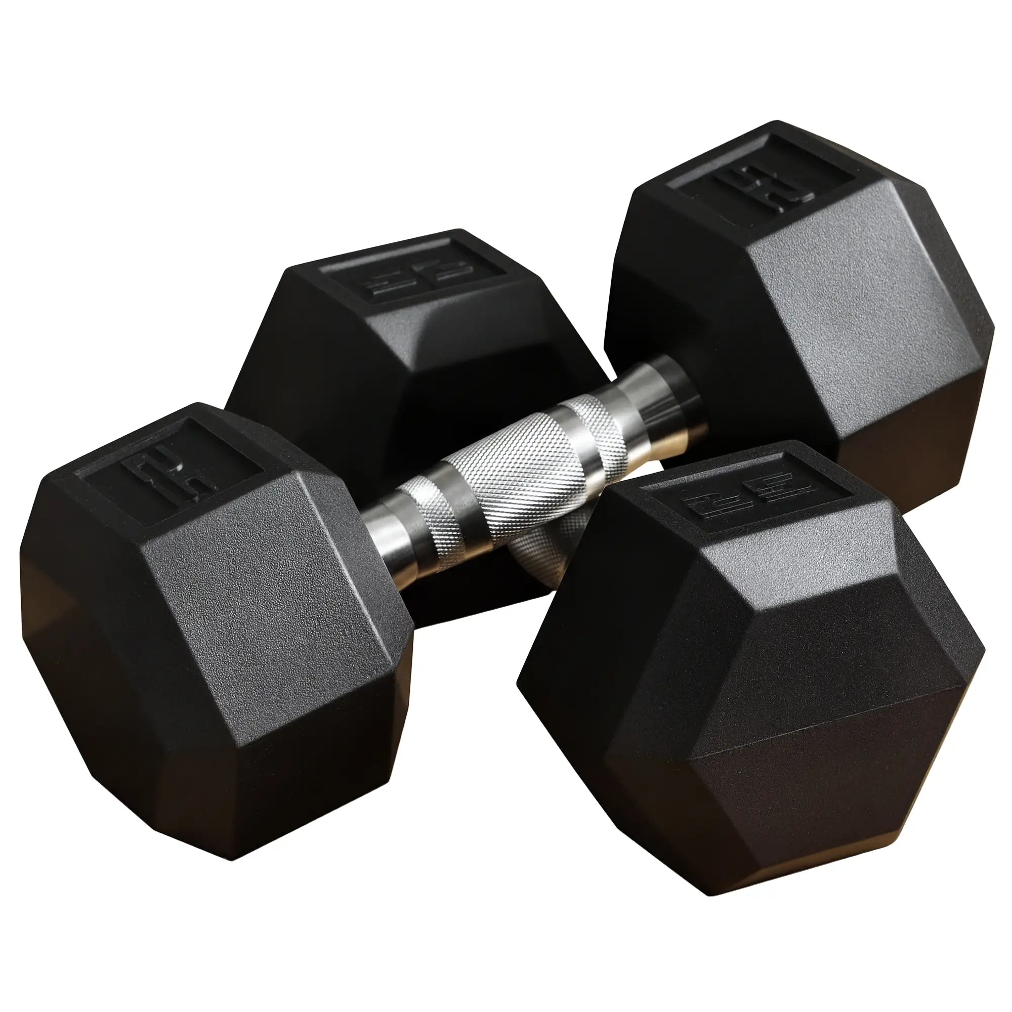Rubber Dumbbells Weight Set, 50lbs Total, 25lbs Each, Black Dumbbells & Barbells Black at Gallery Canada