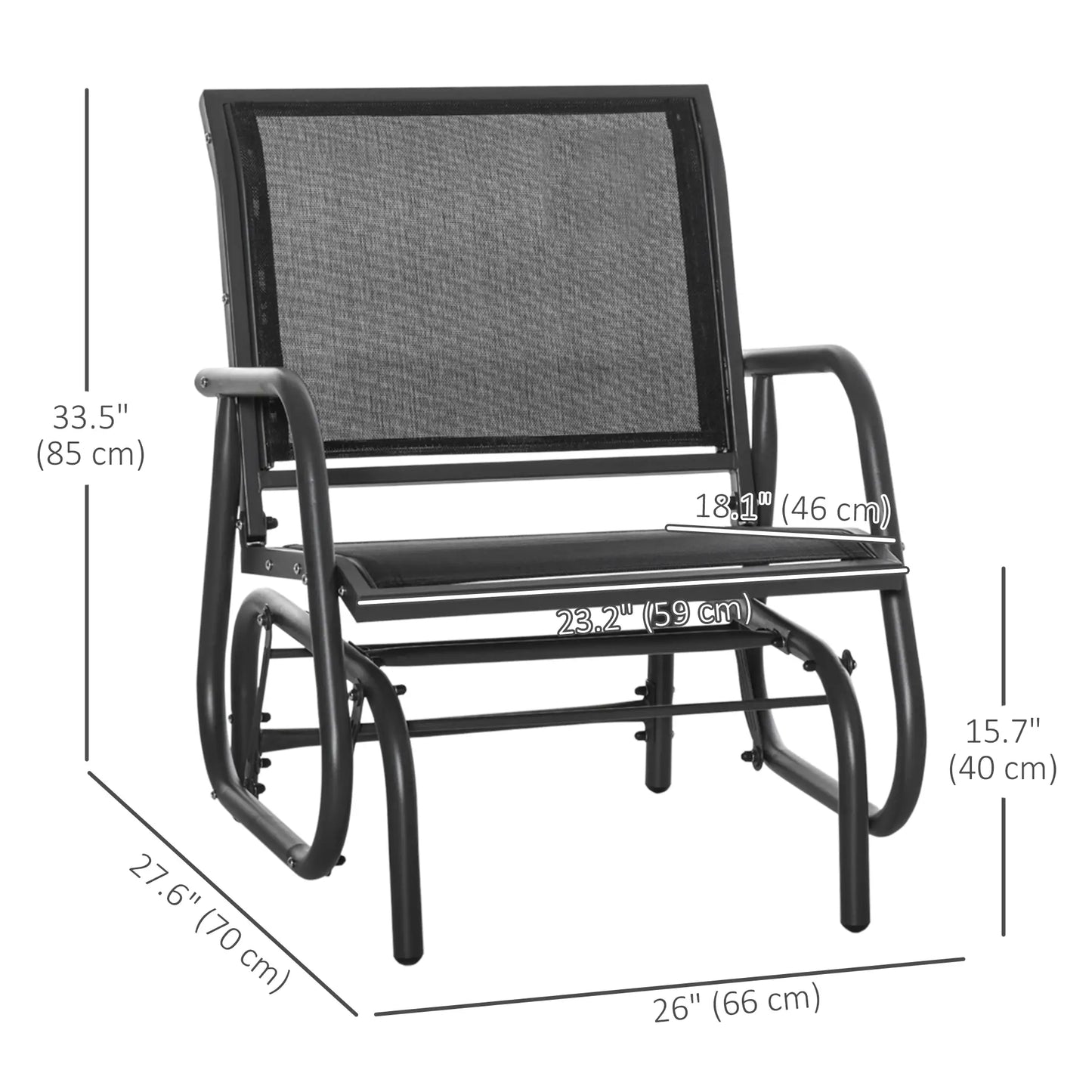 Patio Glider Set, 2 Outdoor Chairs, Breathable Mesh Seat, Black Outdoor Gliders at Gallery Canada