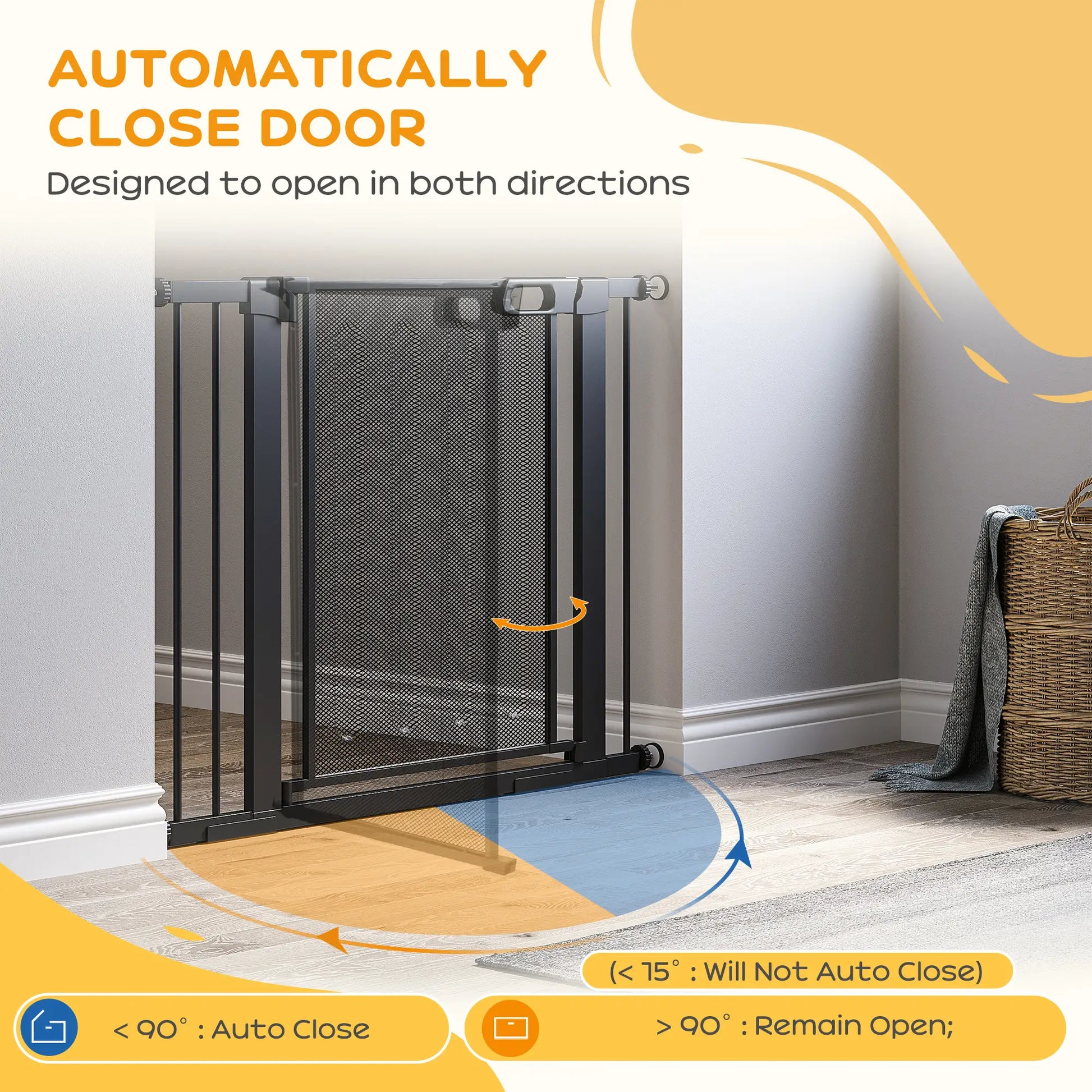 29.5"-40.6" Metal Pet Gate, Auto Closing Door, Double Locking, Black Houses, Kennels & Pens at Gallery Canada