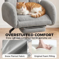 Cross Legged Office Chair, Flip Armrests, Footrest, Light Grey