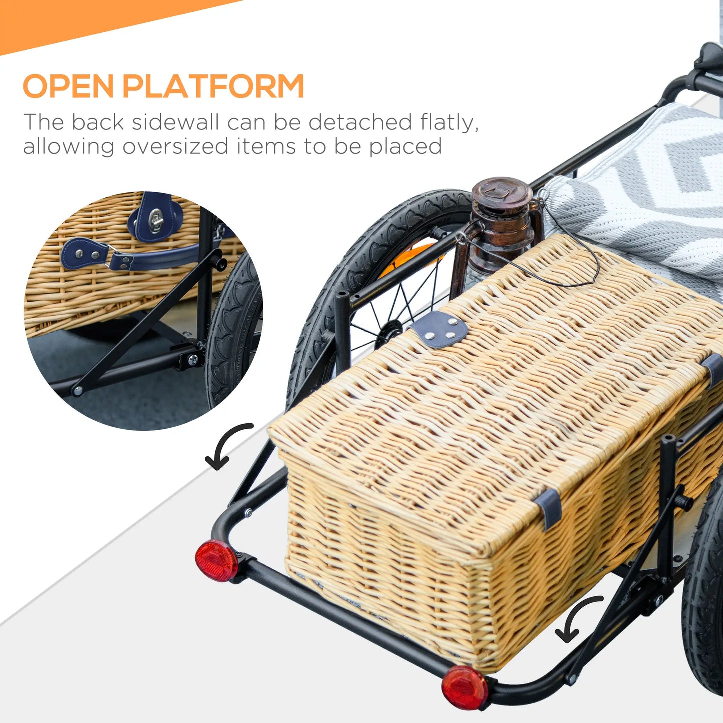 Steel Bike Trailer, Bicycle Cargo with Storage Box, Reflectors, Max Load 88LBS Bike Cargo Trailers at Gallery Canada