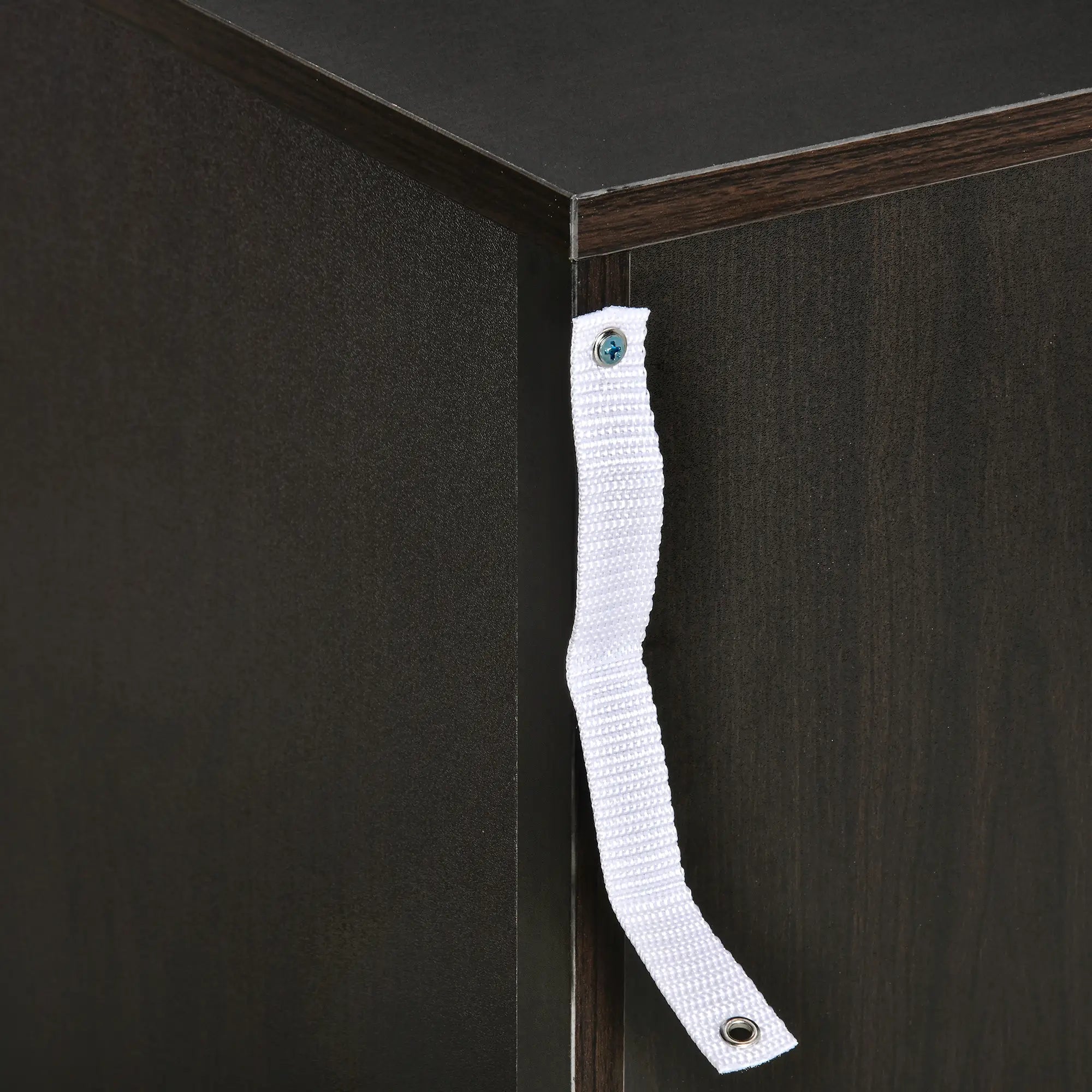 Modern Night Stand, 3 Drawers, Metal Rail, Dark Brown Bedside Tables at Gallery Canada