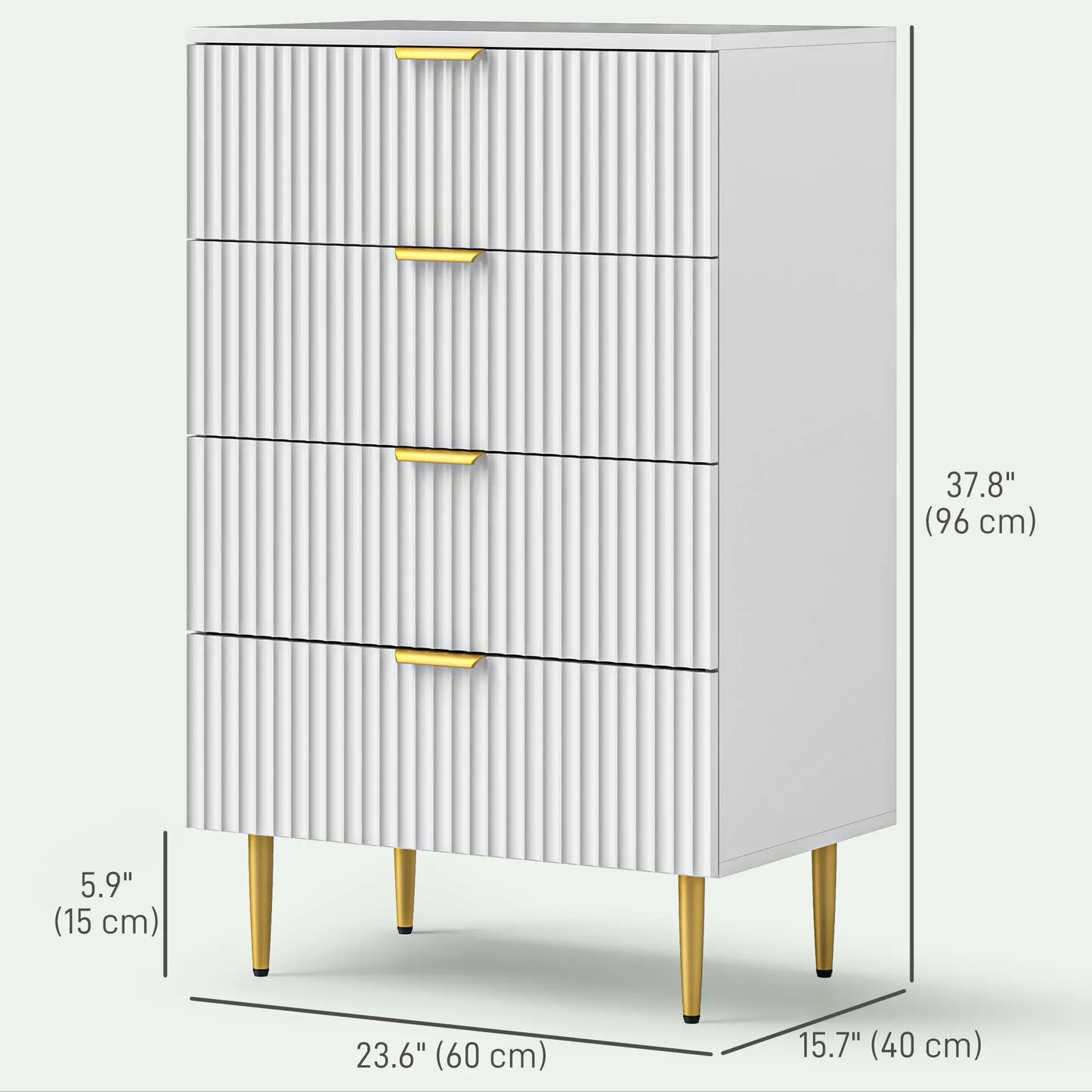 Modern 4 Drawer Dresser, Gold Legs, Bedroom Chest, White Storage Cabinets at Gallery Canada