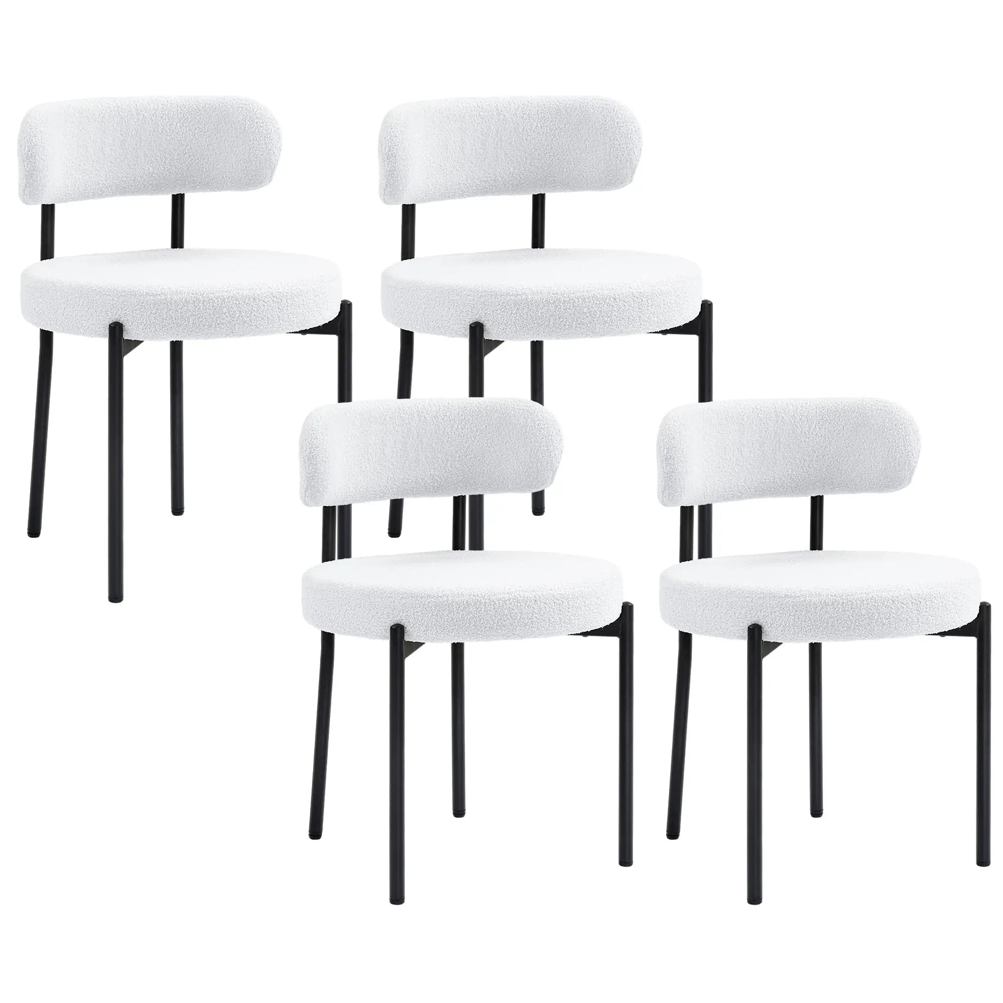 4 Kitchen Chairs, Modern Dining, Berber Fleece Upholstery, Steel Legs, Cream White Dining Chairs at Gallery Canada