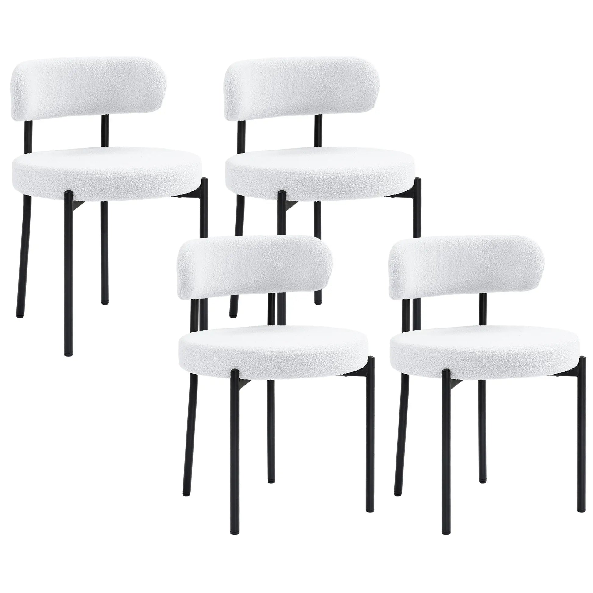 4 Kitchen Chairs, Modern Dining, Berber Fleece Upholstery, Steel Legs, Cream White Dining Chairs at Gallery Canada