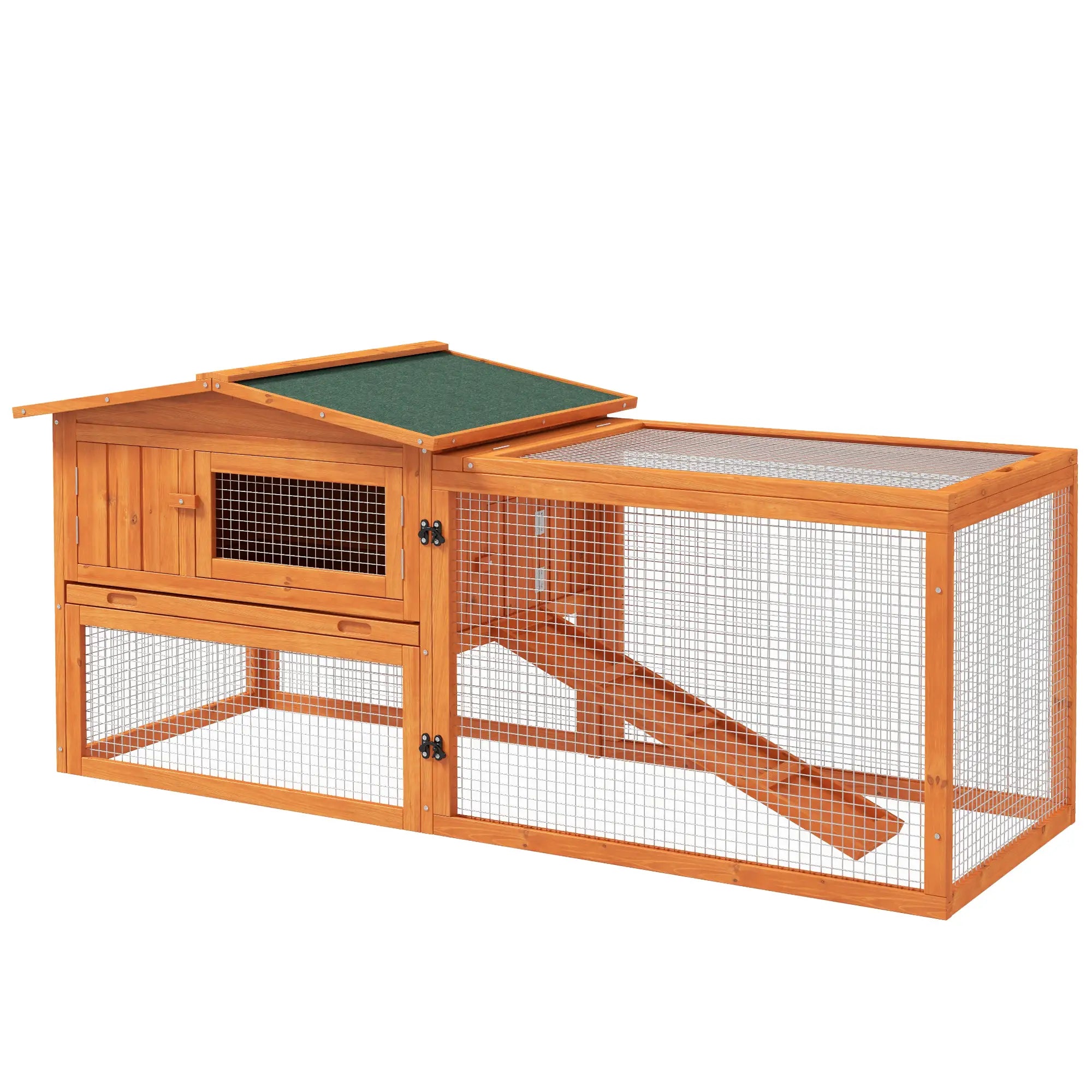 Wooden Rabbit Hutch, Guinea Pig House, Removable Tray, Openable Roof, Orange Rabbit Hutch Orange at Gallery Canada