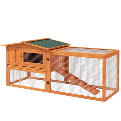 Wooden Rabbit Hutch, Guinea Pig House, Removable Tray, Openable Roof, Orange Rabbit Hutch Orange at Gallery Canada