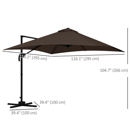 10x10ft Rotatable Square Cantilever Umbrella, 4 Adjustable Angles Cantilever Umbrellas at Gallery Canada