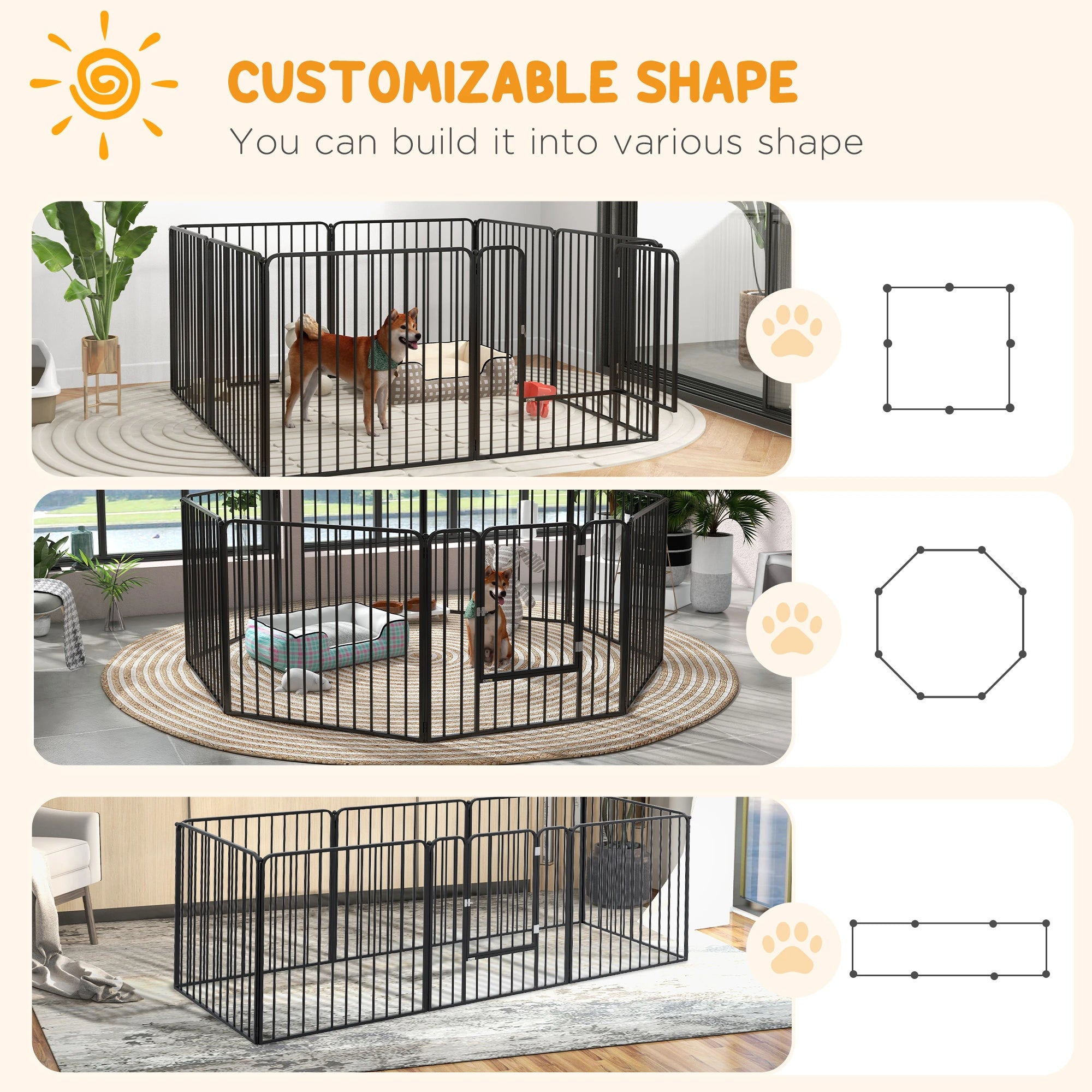 Outdoor Dog Fence, 8 Panels 31.5
