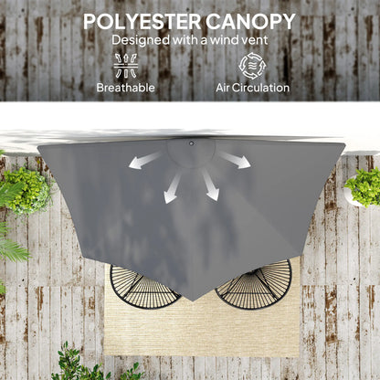 9.8ft Semi Round Patio Umbrella, Crank Handle, Top Vent, Dark Grey Half Round Umbrellas at Gallery Canada