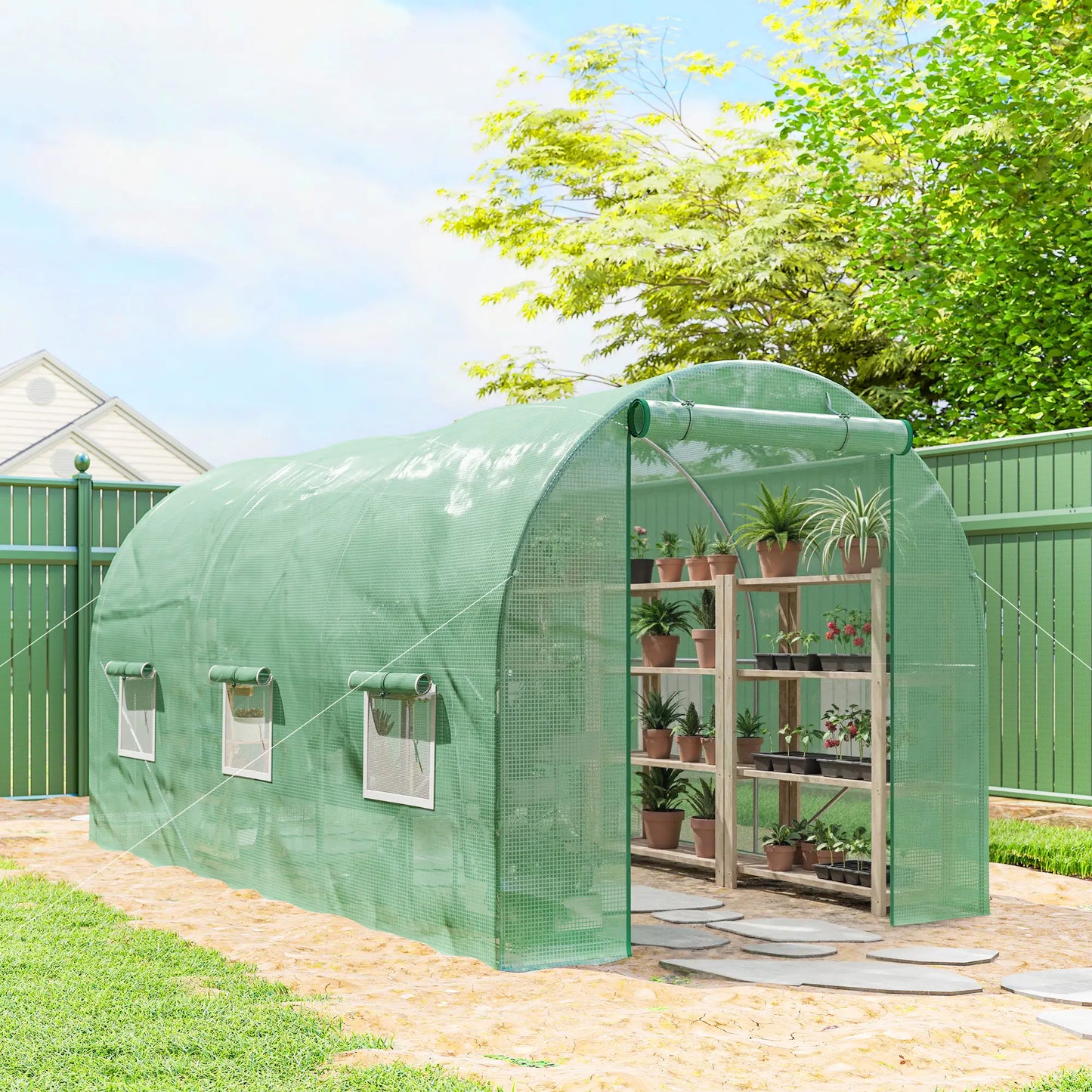 15' x 6.6' x 6.6' Walk-in Greenhouse, PE Cover, Roll Up Door, Windows Walk In Greenhouses at Gallery Canada