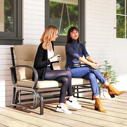2-Person Outdoor Glider Chair, Steel Frame With Cushions, Khaki Outdoor Gliders at Gallery Canada