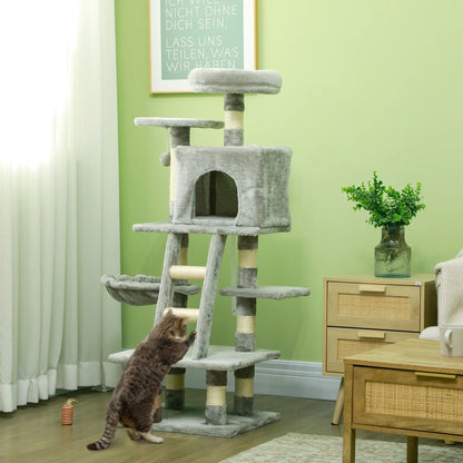 49 Inch Cat Tree for Indoor Cats, Light Grey Cat Towers at Gallery Canada