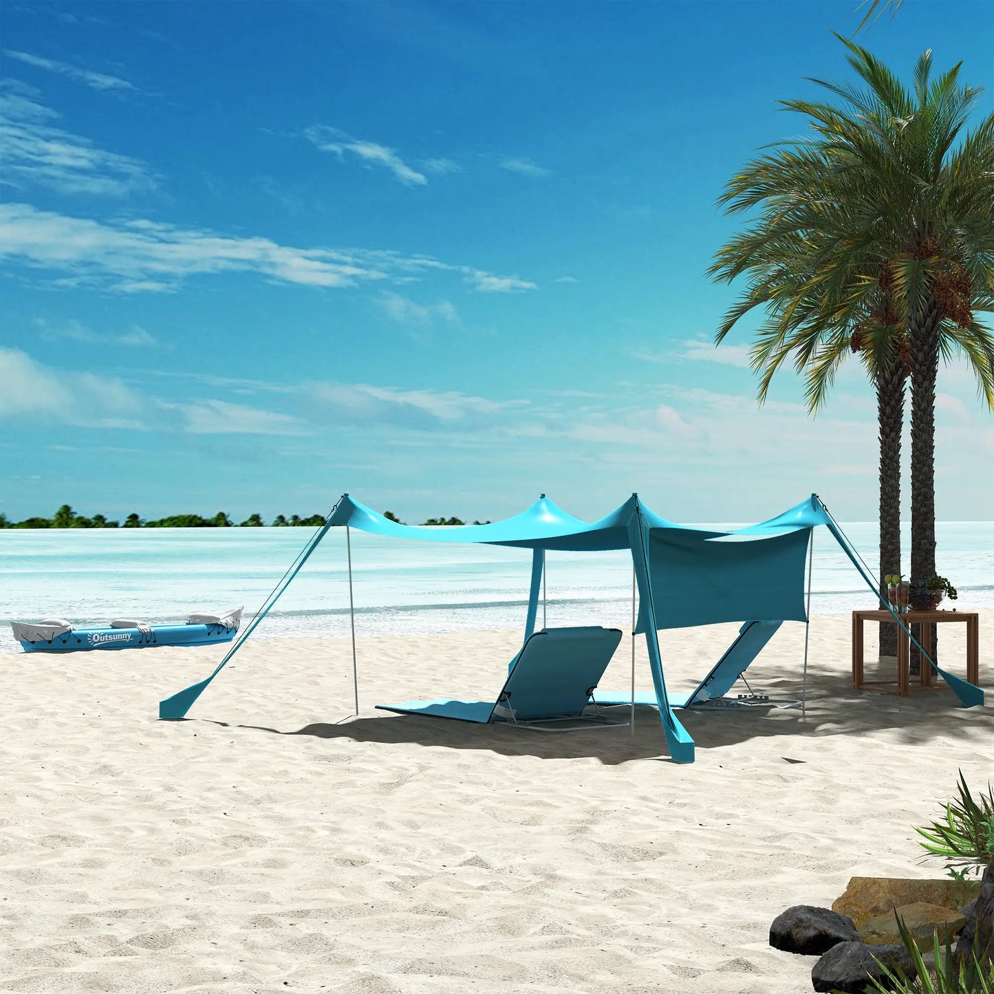 Beach Lounge Chair Set, 2 Pieces, Folding Chaise, Blue Beach Accessories at Gallery Canada