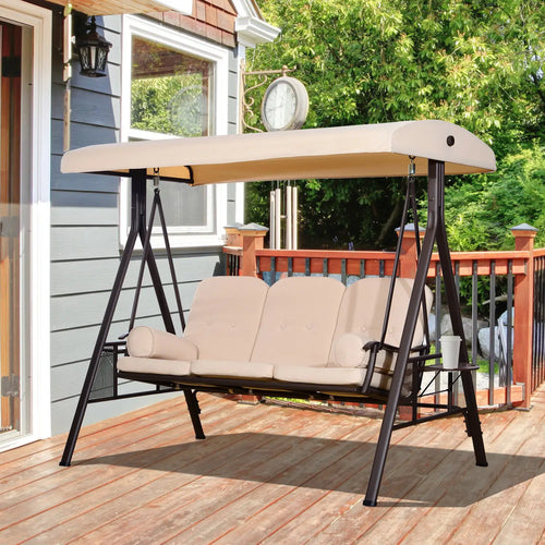 3 Seater Heavy Duty Swing Chair with Cushion and Tilt Canopy