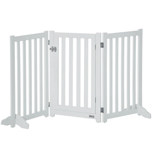 31.5"H Barrière pliante pour chien avec porte, 3 panneaux, blanc