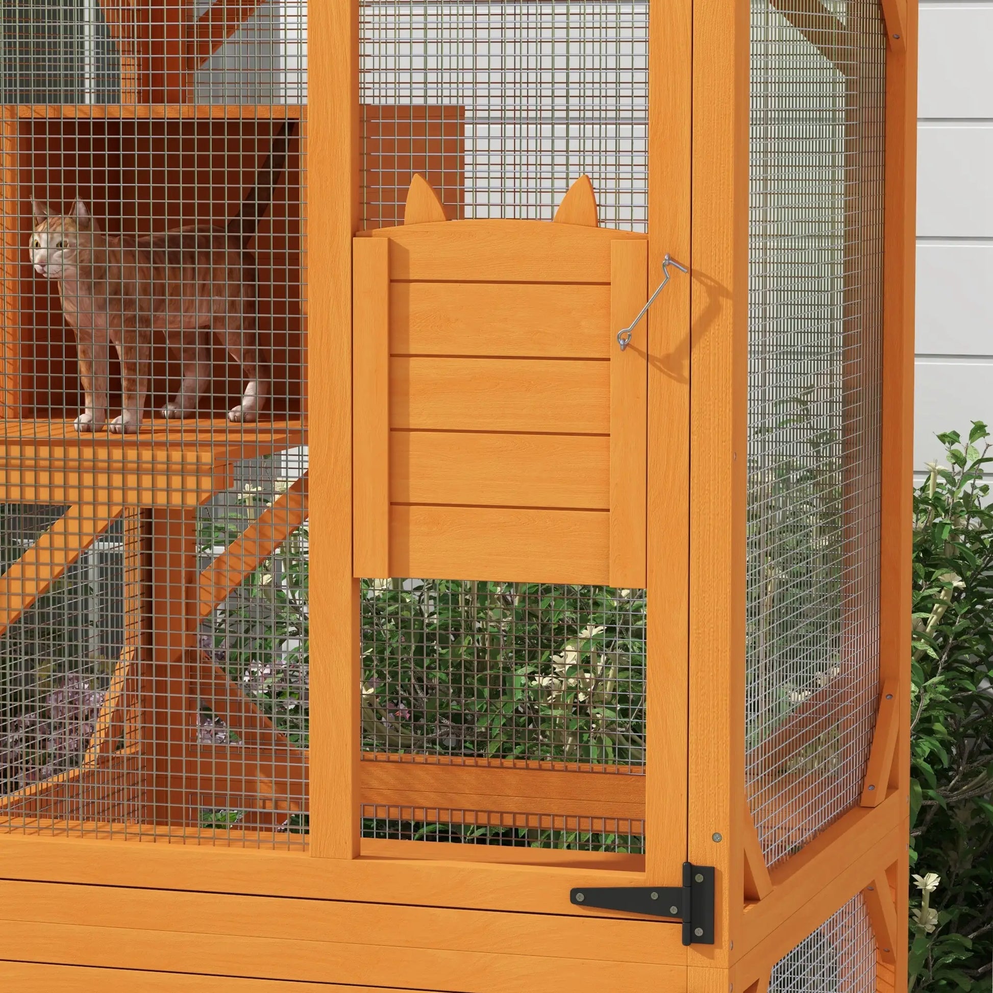 Outdoor Catio, Elevated Design, Wheels, Resting Box, Water-Resistant, Orange Outdoor Cat Enclosures at Gallery Canada