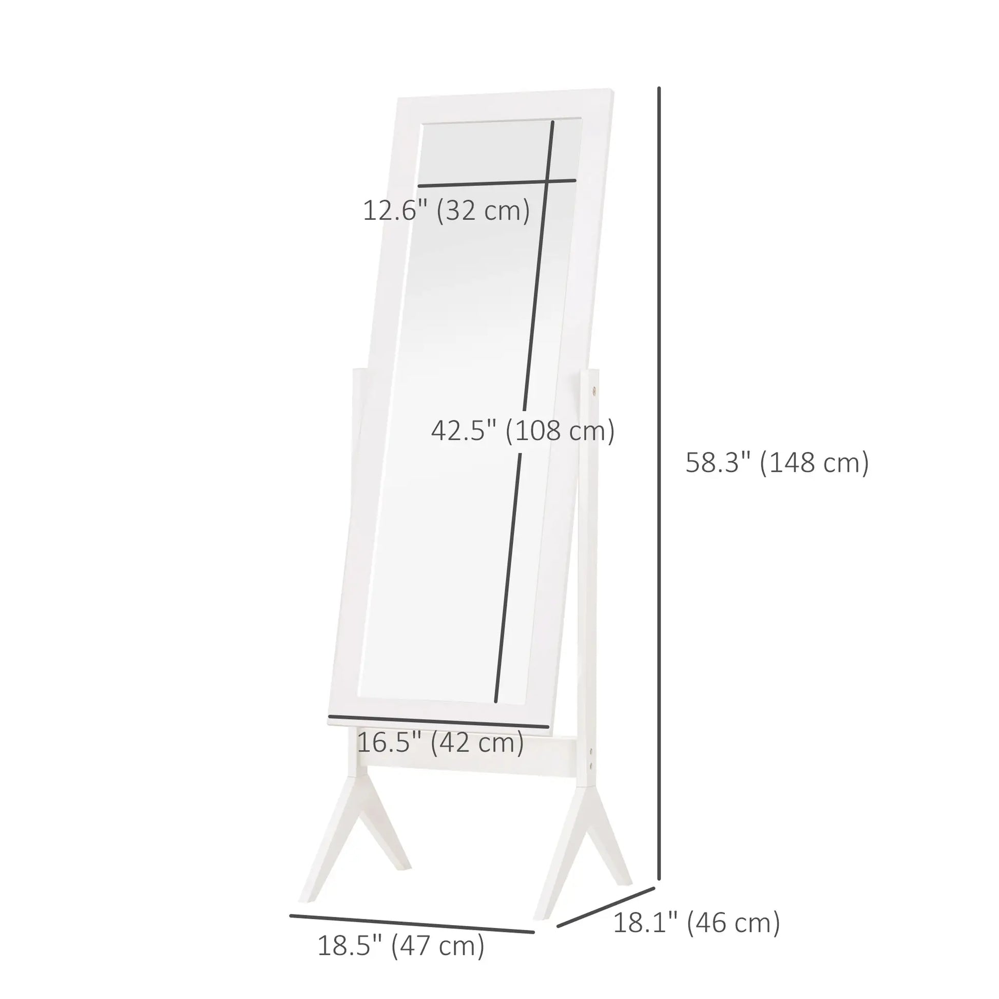 Full Length Mirror, Free Standing, Adjustable Angle, White Full Length Mirrors at Gallery Canada