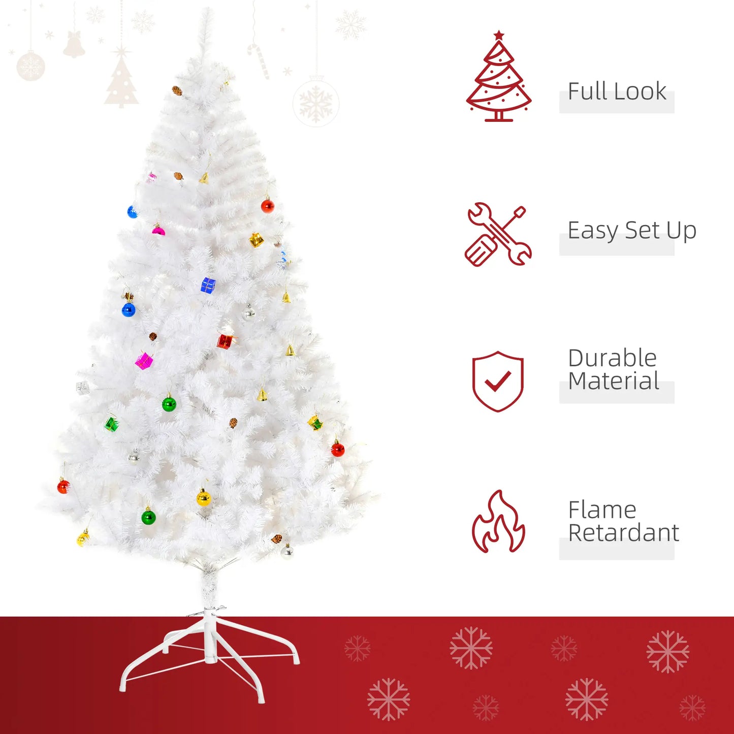 5.9ft Artificial Christmas Tree, Holiday Decor, White White Christmas Trees at Gallery Canada