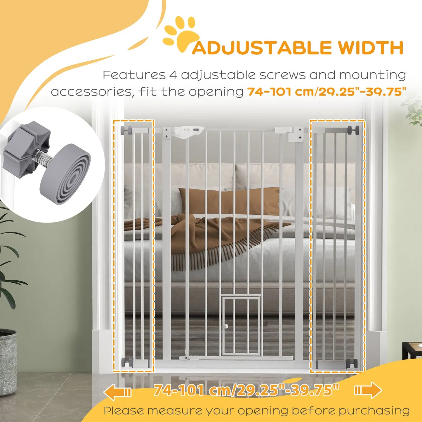 41" Indoor Dog Gate, Easy Open, White Houses, Kennels & Pens at Gallery Canada