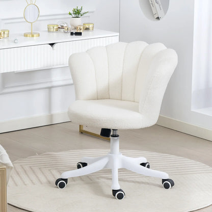 Office Chair, Armless Swivel Desk Chair with Adjustable Height, Backrest, Tilt Function for Office, Vanity, Cream White Task Chairs at Gallery Canada