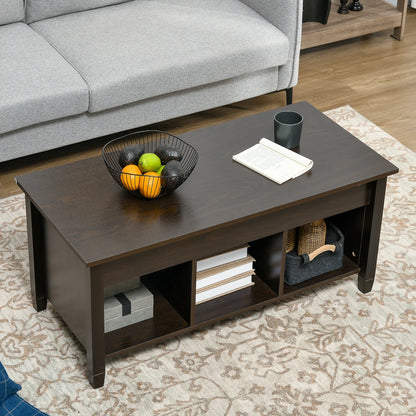 Lift Top Coffee Table, Hidden Storage, 3 Shelves, Espresso Coffee Tables at Gallery Canada