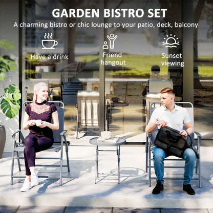 3 Pc Outdoor Bistro Set, Folding Patio Table and Chairs, Tempered Glass Tabletop Bistro Sets at Gallery Canada