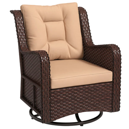 Rattan 360° Swivel Patio Chair with Cushion, Brown Patio Chairs at Gallery Canada