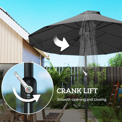 15ft Double-Sided Sun Umbrella, Twin Canopy, Crank, Black Sun Umbrellas at Gallery Canada