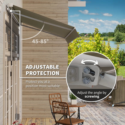 8'x7' Manual Retractable Patio Awning, Sun Shade Canopy, Khaki Deck Awnings at Gallery Canada