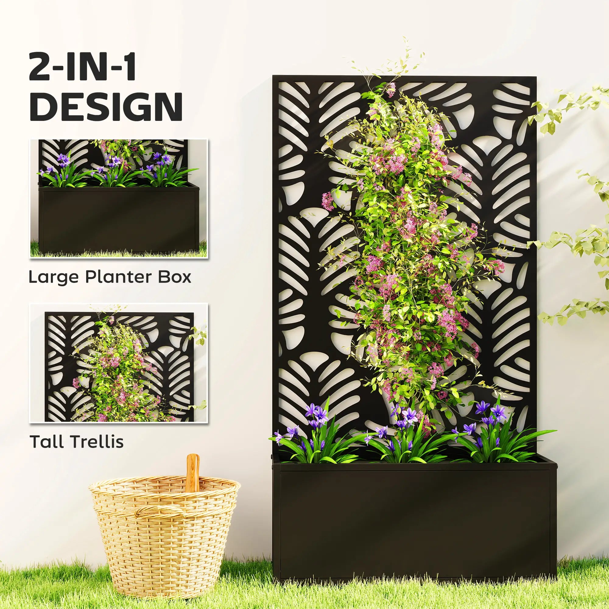 Metal Garden Bed With Trellis, Freestanding Or Wall Mounted Galvanized Planter Boxes at Gallery Canada