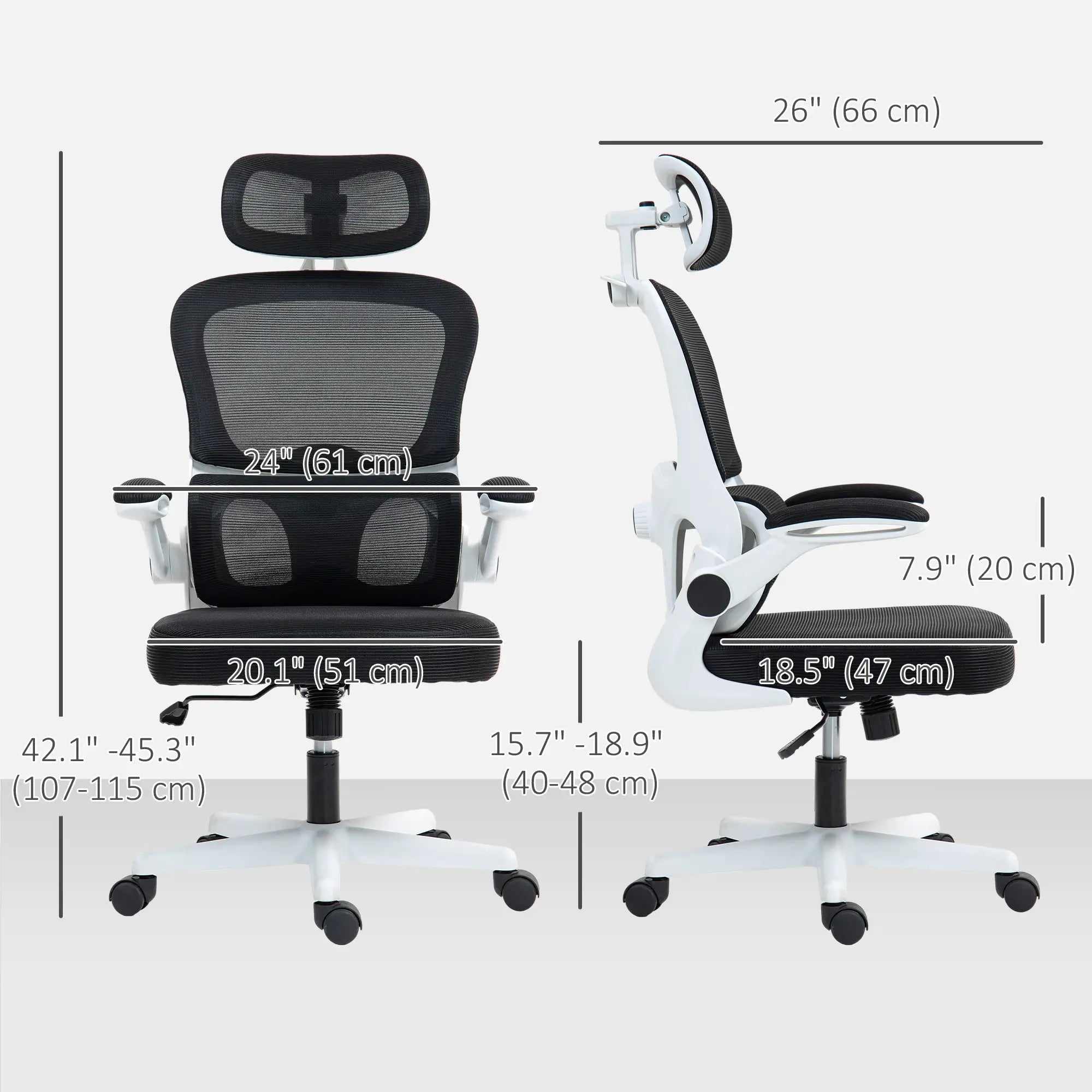 Mesh Office Chair, Ergonomic Desk Chair, Flip-Up Armrest, Adjustable Lumbar Support, Black Office Chairs at Gallery Canada