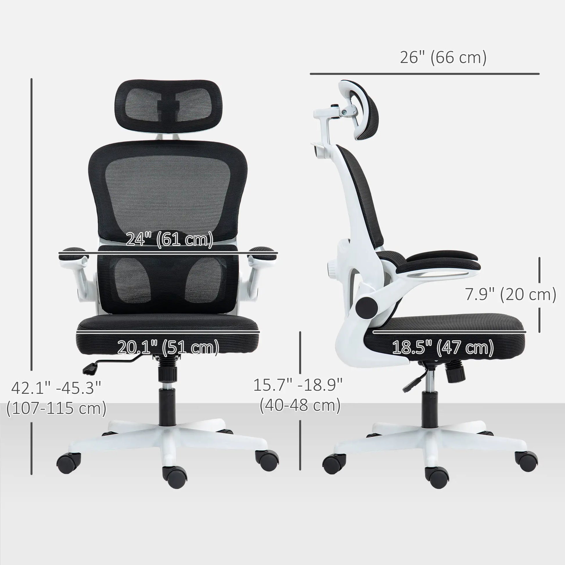 Mesh Office Chair, Ergonomic Desk Chair, Flip-Up Armrest, Adjustable Lumbar Support, Black Office Chairs at Gallery Canada