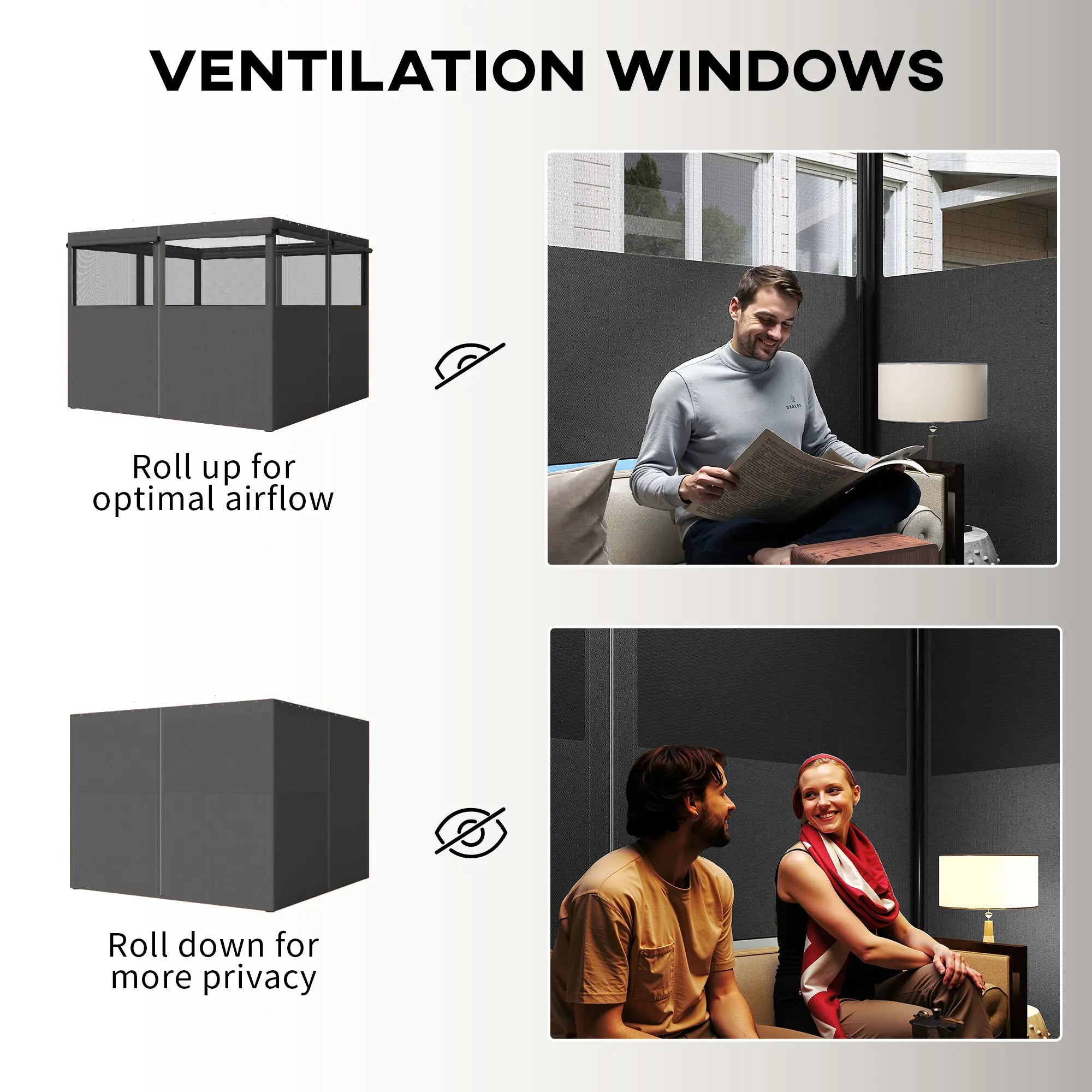 10' x 10' Gazebo Sidewall Set, 4 Panels, Windows, Doors, Dark Grey Gazebo Sidewalls at Gallery Canada