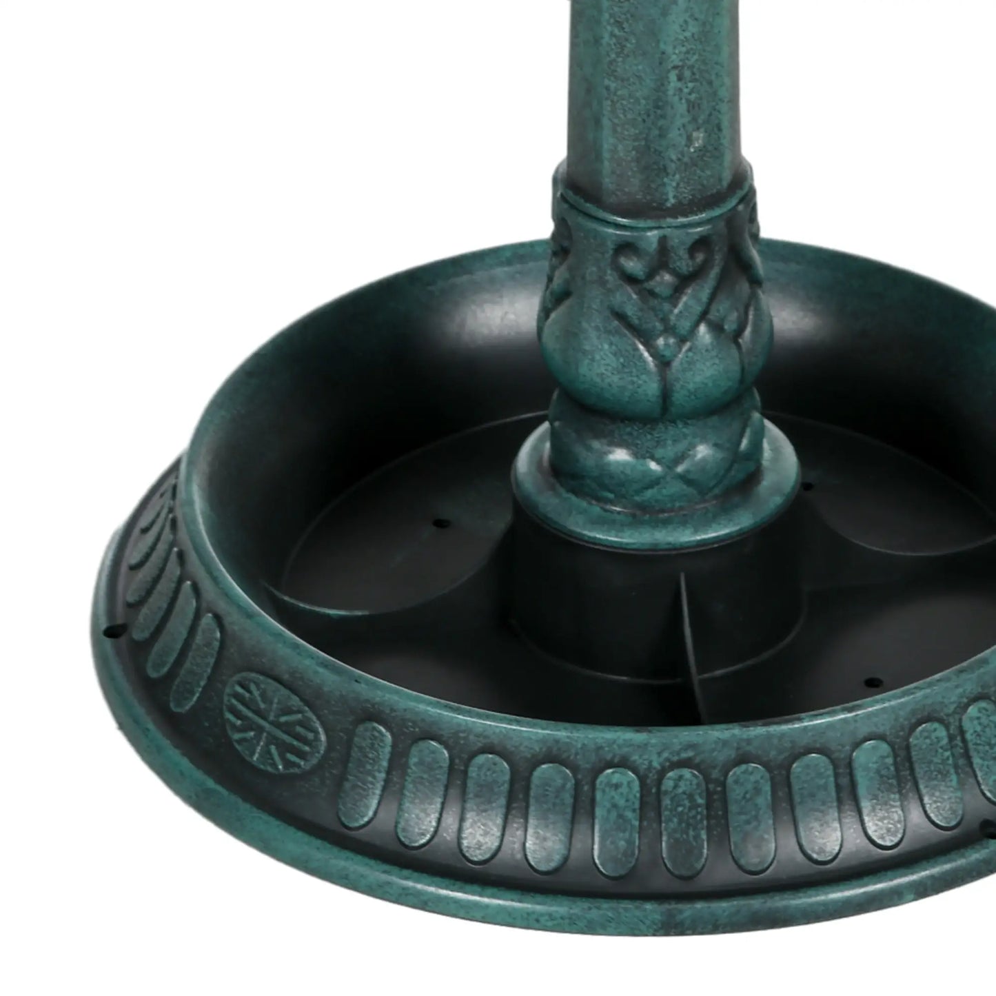 32" Bronze Green Bird Bath With Decorative Birds, Flower Planter Base, Bronze Green Garden Decor at Gallery Canada