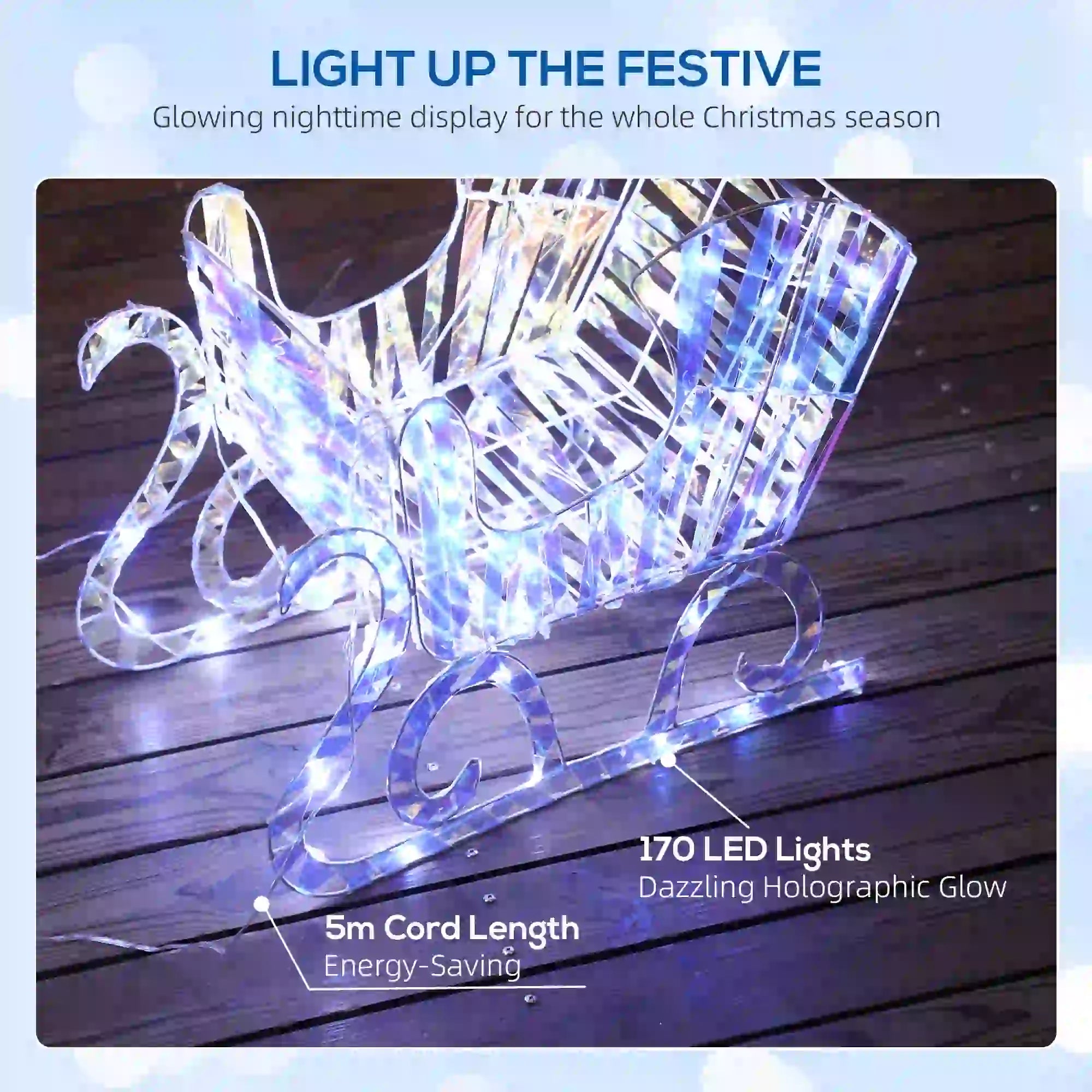 Lighted Christmas Reindeer with Sleigh, 170 LED Lights, Silver Christmas Deer Lights at Gallery Canada