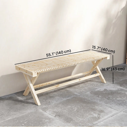 55.1" Garden Bench, 2-Seater Outdoor Bench, Natural Wood Finish Outdoor Benches at Gallery Canada