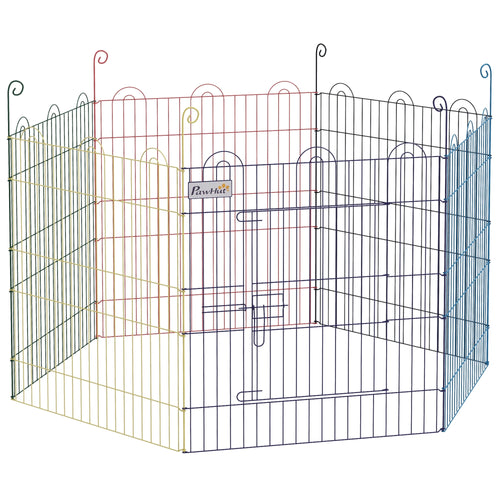 Portable Hexagon Metal Pet Playpen, Dog Exercise Fence, Multi-colored