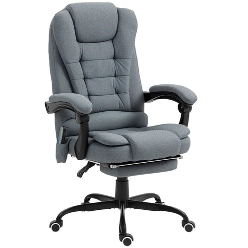 7-Point Vibrating Massage Chair, Reclining Office Chair with Footrest, Grey