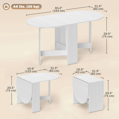Oval Folding Dining Table, Drop Leaf Kitchen Table, Distressed White, White Bar Tables & Dining Tables at Gallery Canada