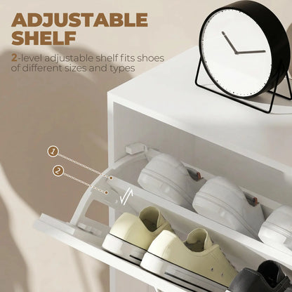Meuble de rangement pour chaussures avec 3 tiroirs à rabat, blanc