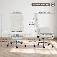 Big Tall Office Chair Flip Armrests Cross Legged 400 lbs, Cream