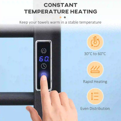 8-Bar Heated Towel Warmer, Wall Mounted, Adjustable Temperature, Black Bath Accessories at Gallery Canada