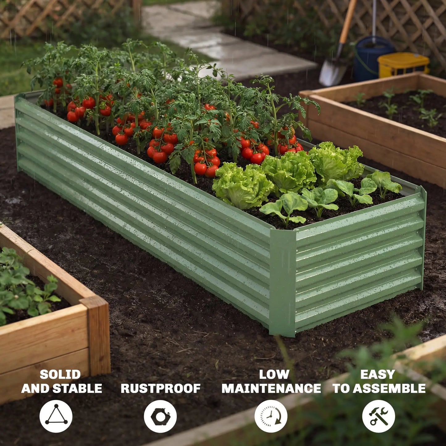 8 x 2.6 x 1.5ft Galvanized Raised Garden Bed, Light Green Planter Box, Light Green Galvanized Planter Boxes at Gallery Canada