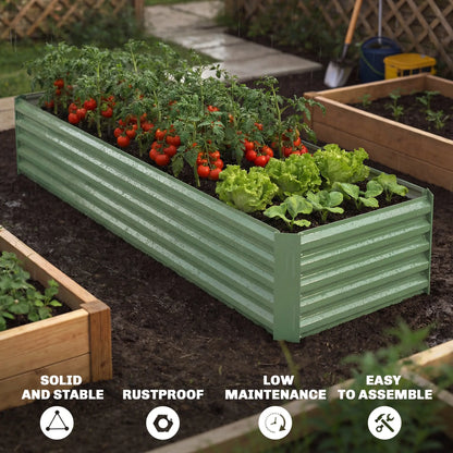 8 x 2.6 x 1.5ft Galvanized Raised Garden Bed, Light Green Planter Box, Light Green Galvanized Planter Boxes at Gallery Canada